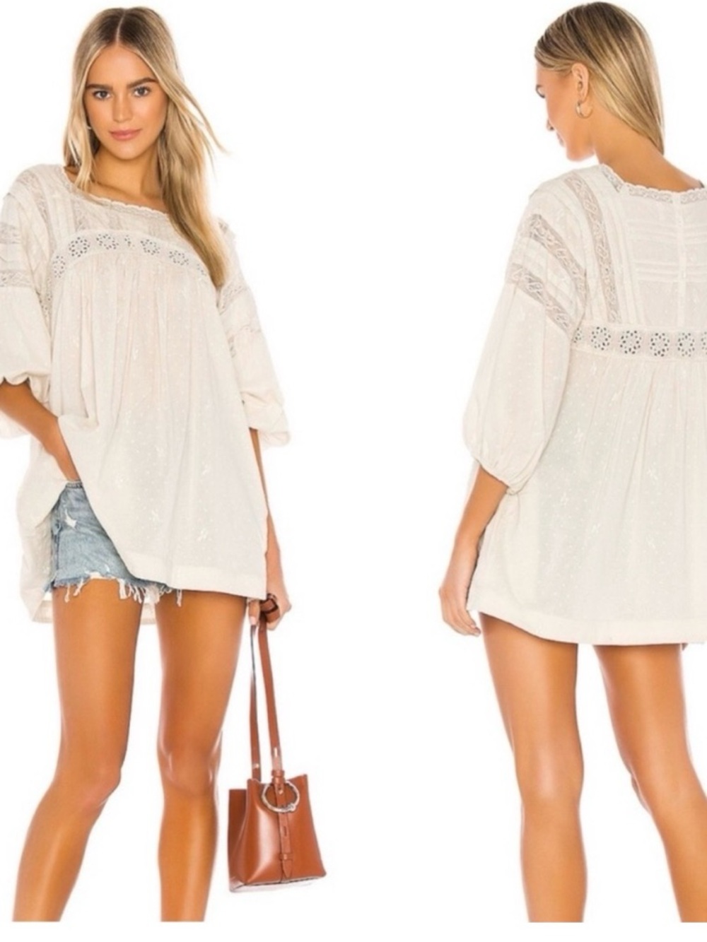 Free People azalea lace tunic top Sz Large